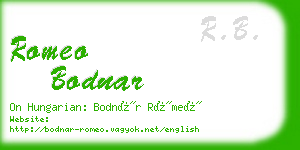 romeo bodnar business card